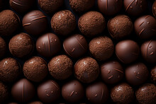 Close Up Generative AI Picture Of Various Tasty Chocolate Pralines Candies