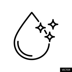 Poster - clean water drop, pure water droplet, fresh drinking water vector icon in line style design for webs