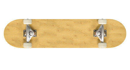 Wall Mural - wooden skateboard seen from below isolated on white.