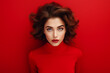 © Supersubstd - Portrait of beautiful woman model in a red background