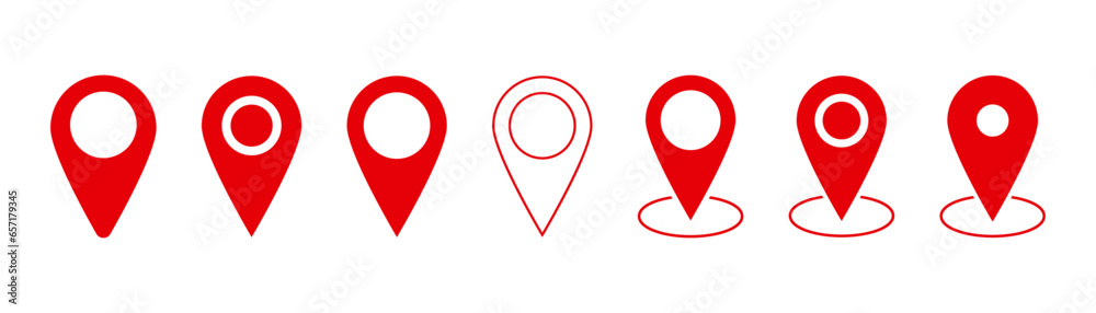 Pin icon set. Location icon set. Map pointer icon set. Stock Vector ...
