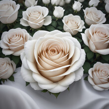 White Roses On Black - White Roses - White Flowers - Generative AI