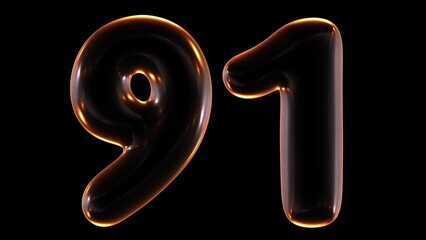 Poster - Animation of 3d glowing number 91