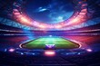 © Ethan - 3D rendered futuristic stadium with neon lights for soccer matches. Generative AI