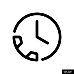 Fototapete - clock and call button, phone call duration, call waiting vector icon in line style design for websit