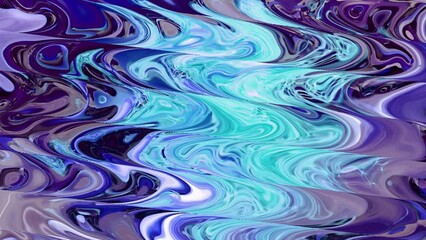 Wall Mural - Abstract pattern shape moving shiny liquid . Seamless wavy dynamic smooth creative texture liquid