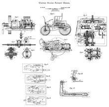 1900 Motor Vehicle. Vintage Patent 