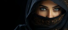 Eyes Of A Beautiful Girl In A Black Hijab Generative AI