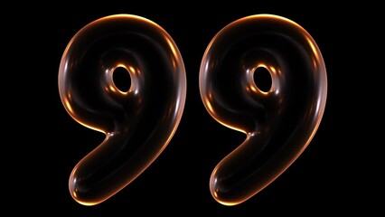 Poster - Animation of 3d glowing number 99