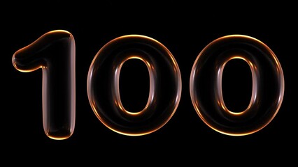 Poster - Animation of 3d glowing number 100 