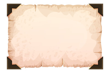 Wall Mural - old parchment paper, page empty medieval letter in cartoon style isolated on white background. game 