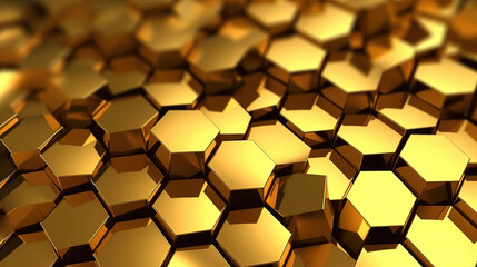 Wall Mural - Abstract of Digital Gold Hexagon Pattern Background