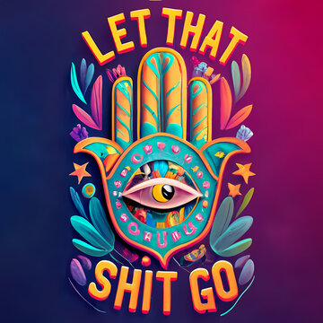Let That Shit Go - A Colorful Art With An Eye And Leaves