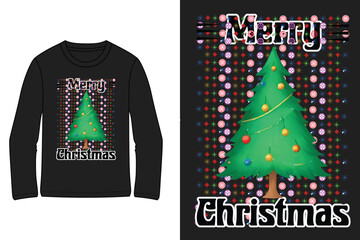 Wall Mural - Black long sleeve t shirt vector design for merry Christmas 
