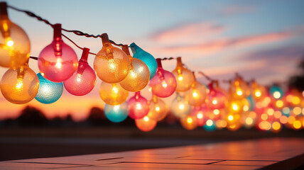 Wall Mural - colorful led light bulbs in the evening