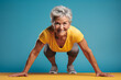 Sporty Senior woman lively on colorful background older female healthy concept
