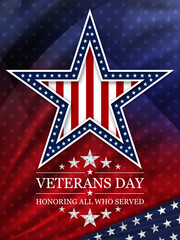 Poster - Veterans day background with star of United States. National holiday of the USA.