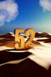 UAE's 52 National Day Celebration - Golden 51 in Desert Sand - 3D Illustration