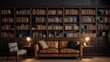old books in the library and luxury sofa generated by AI tool 