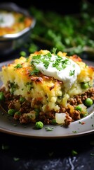 Wall Mural - Savory shepherd's pie with mashed potatoes and ground beef