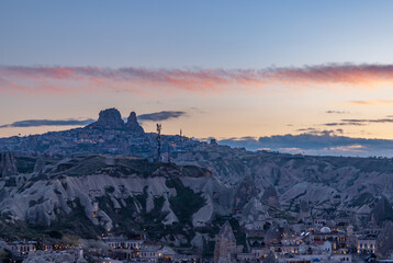 Wall Mural - Uchisar Castle From Goreme at Sunset