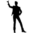 © DLC Studio - Vector silhouette of a man in a business suit standing, black color isolated on a white background