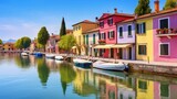 Fototapeta  - Peschiera del Garda - charming village located on the magnificent lake Lago di Garda, famous for its colorful houses. Verona province, northern Italy