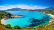 Remarkable view of Palombaggia and Tamaricciu beaches. Famous travel destination. Location: Porto-Vecchio, Corsica, France, Europe