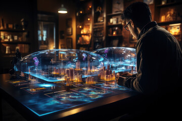 Aufkleber - a person scrolling through a timeline of technological devices, showcasing the rapid pace of technol