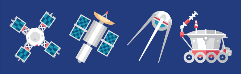 Sticker - Outer Space Icon and Objects on Blue Background Vector Set