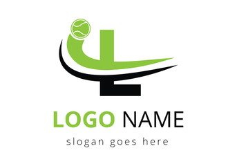 L Letter with Tennis Sports Logo Template Design. Tennis Sport Academy Sign, Club Symbol. business, and company identity