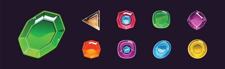 Poster - Fantasy Jewelry Gem and Crystal Stone for Game Vector Set