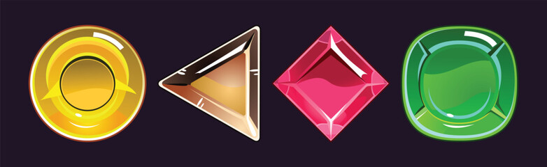 Sticker - Fantasy Jewelry Gem and Crystal Stone for Game Vector Set