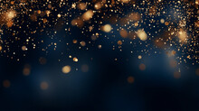 Abstract Background With Dark Blue And Gold Particle.