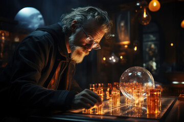 Poster - a quantum physicist in a lab, conducting experiments on the behavior of subatomic particles. generat