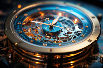 Poster - a quantum clock measuring time with incredible precision, highlighting the use of quantum technology