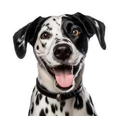 Poster - portrait of a dog Happy polka dot dog on PMC transparent background.