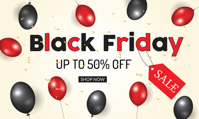 Aufkleber - abstract black friday text banner with sale tag and ballon.