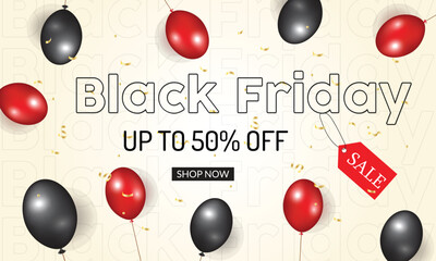 Aufkleber - abstract black friday text banner with sale tag and ballon design.