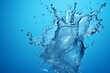Vibrant purified water splash with a clean and refreshing feel on a blue background. Generative AI