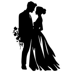 Wall Mural - wedding couple silhouette vector template design