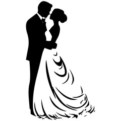 Wall Mural - wedding couple silhouette vector template design