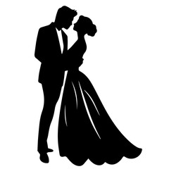 Wall Mural - wedding couple silhouette vector template design