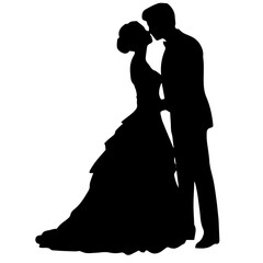 Wall Mural - wedding couple silhouette vector template design