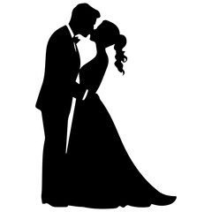 Wall Mural - wedding couple silhouette vector template design