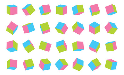 Poster - children multi colored cubes set isolated on white background. vector illustration