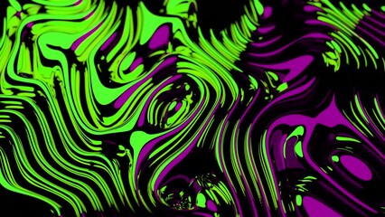 Poster - Purple and green curves glowing and mixing. Design. Moving liquid texture.