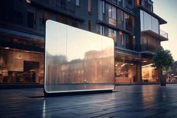 Aufkleber - Maximize your business's marketing potential with an eye-catching billboard on a city street. This modern design template offers an empty frame for your advertising message.
