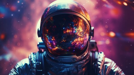 Wall Mural - A man in a space suit standing in front of a colorful background