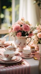 Sticker - Vintage-inspired tea party with delicate china and floral centerpieces